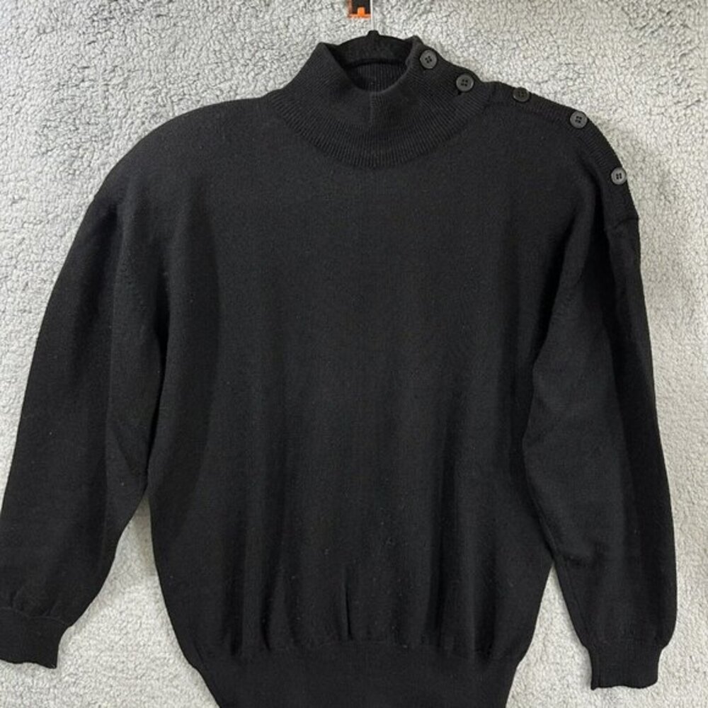 White Wheeler and Martha Womens Large Turtleneck 100% Wool Sweater Black
